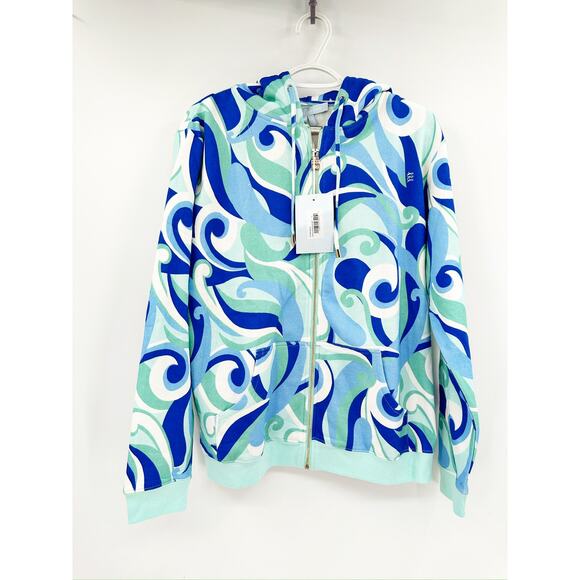 Hill House The Allie Zip-Up Hoodie in Ocean Kaleidoscope Size M NWT - Picture 2 of 5